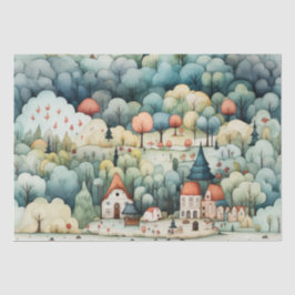 Papel De Seda Cuento de hadas en Fairyland Village Green y Naran