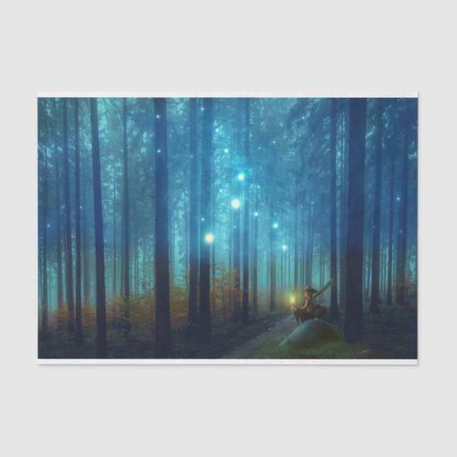 Papel De Seda Cuento de hadas mágico de los árboles forestales (Anverso)