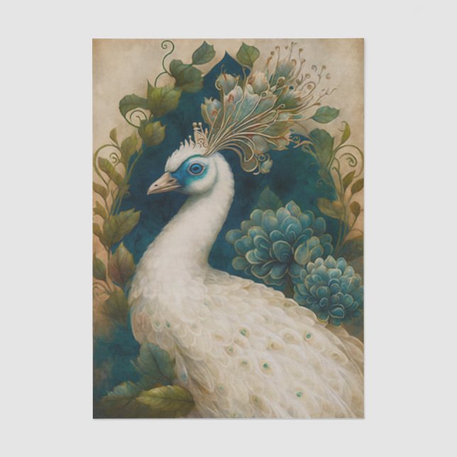 Papel De Seda Cuento de Pavo Real Blanco (Anverso)