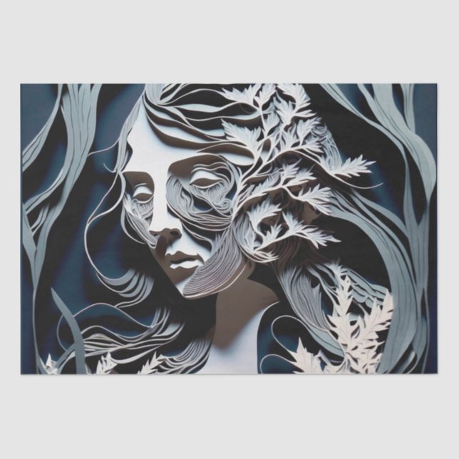 Papel De Seda Cuento moderno azul de mujer futurista (Anverso)