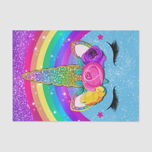 Papel De Seda Cuerno de Unicornio Brillante con Glitter para Fie (Anverso)
