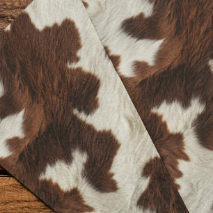 Papel De Seda Cuero de Vaca Marrón Blanco Piel de Vaca
