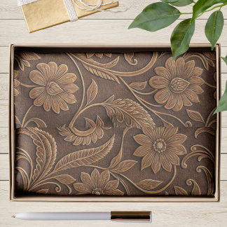 Papel De Seda Cuero falso vintage con aspecto trabajado floral