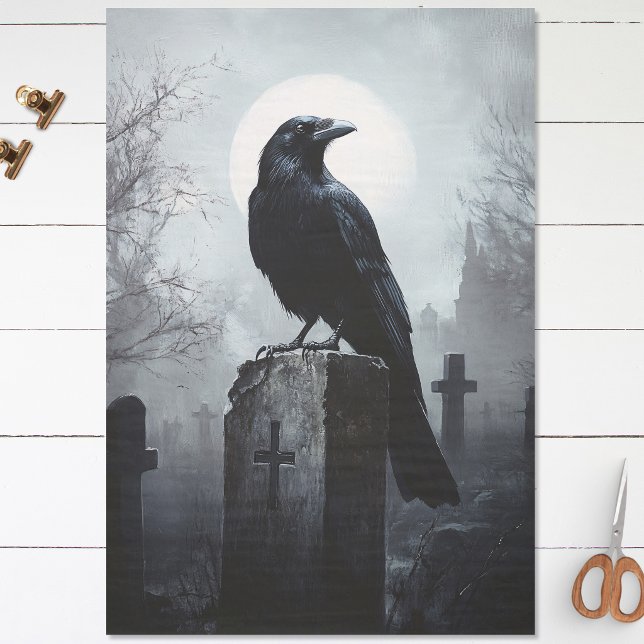 Papel De Seda Cuervo en el cementerio decoupage gótico (Subido por el creador)