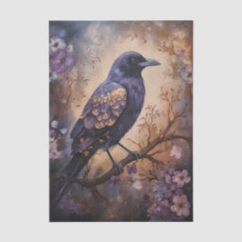 Papel De Seda Cuervo Floral Fantasía