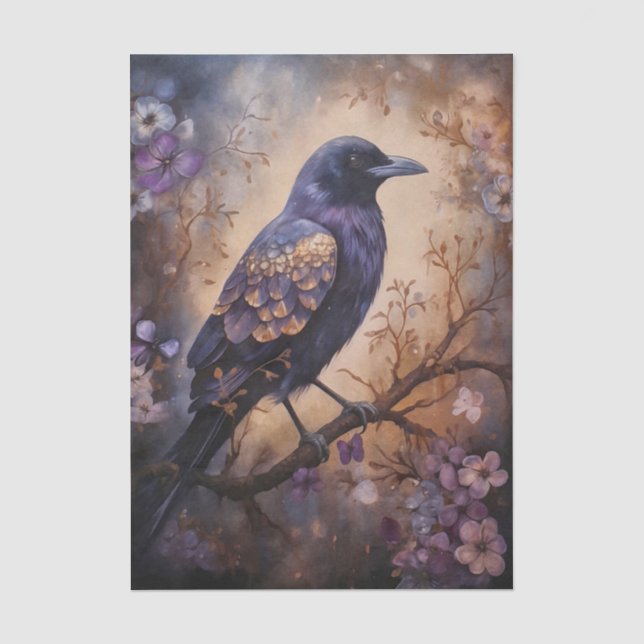 Papel De Seda Cuervo Floral Fantasía (Anverso)