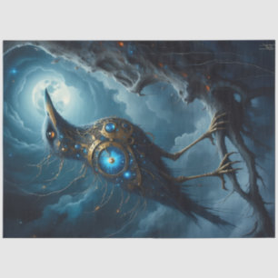 Papel De Seda Cuervo Mecánico – Fantasía Gótica Steampunk 