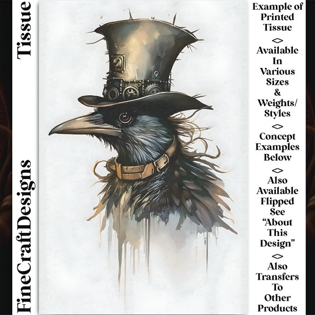 Papel De Seda Cuervo Steampunk con Sombrero de Copa Alto y Cuell (Subido por el creador)