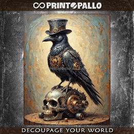 Papel De Seda Cuervo steampunk con sombrero de copa y calavera -