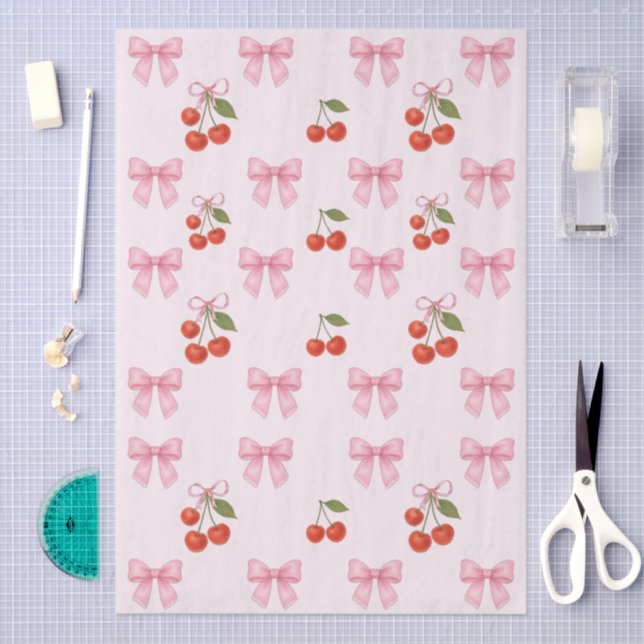 Papel De Seda Cuidada acuarela cerezo rosado Coquette Regalo (Artesanía)
