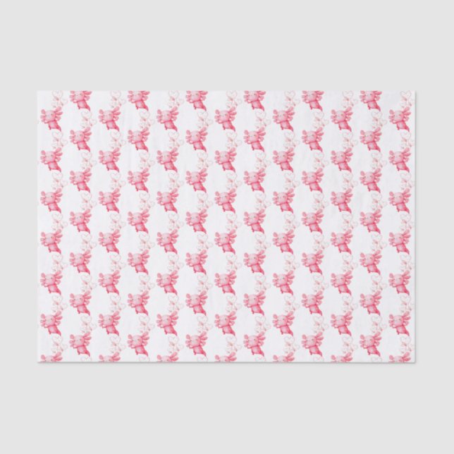 Papel De Seda Cuidada acuarela Rosa Bebé Axolotl (Anverso)
