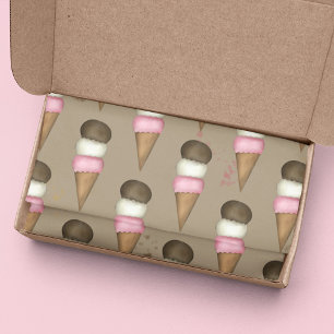 Papel De Seda Cuidada crema de hielo Cono Whimsical Patrón napol