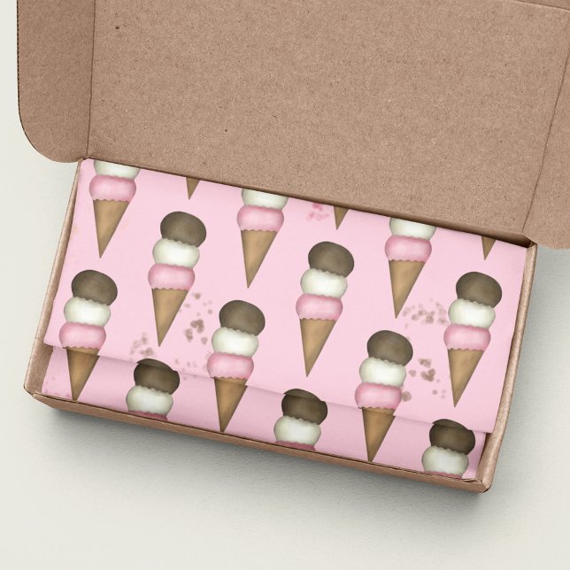 Papel De Seda Cuidada crema de hielo Cono Whimsical Patrón napol (Subido por el creador)