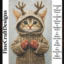 Papel De Seda Cuidada Fantasía Gatitos Antlers DE Renos AL2 Dese