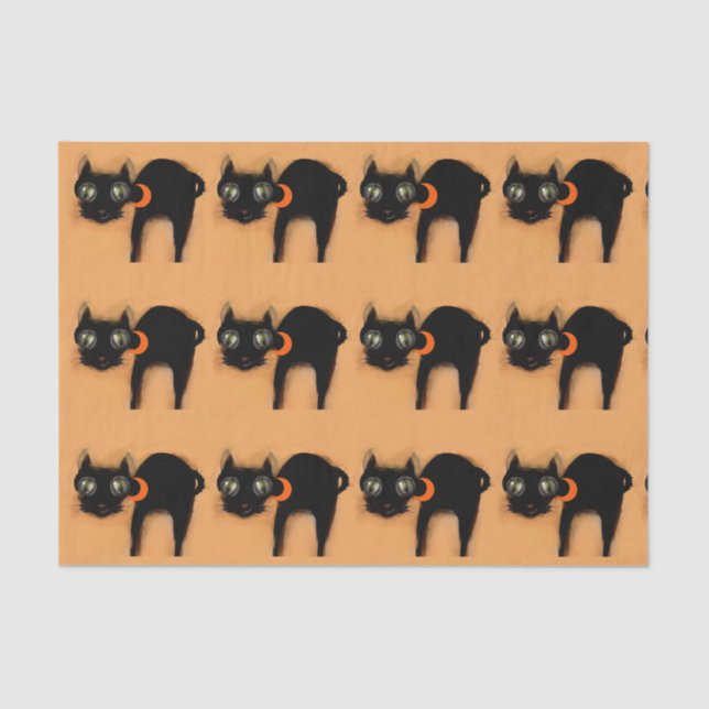 Papel De Seda Cuidada Halloween Black Cats Tissue Paper (Anverso)