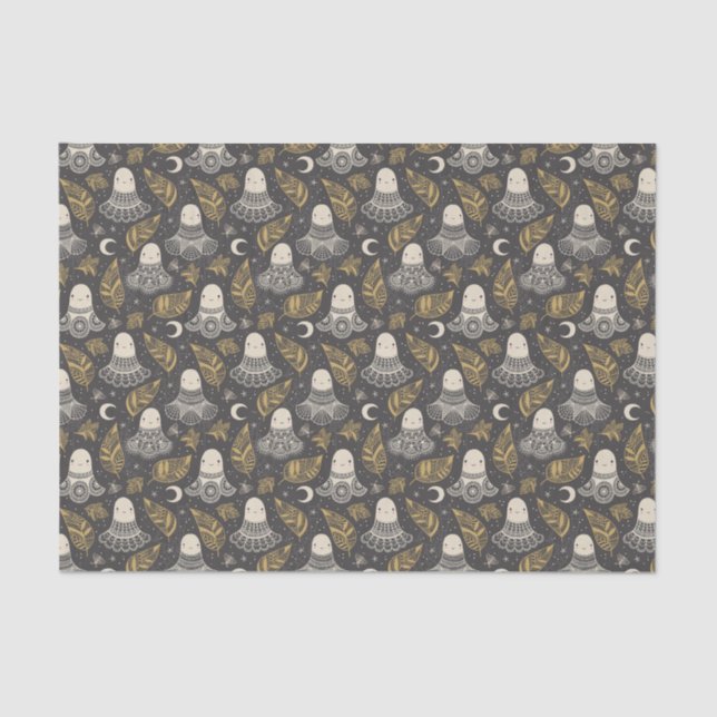 Papel De Seda Cuidada Halloween Ghosts Lace - Oro (Anverso)