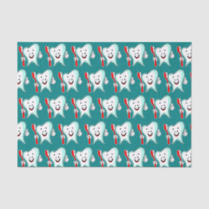 Papel De Seda Cuidado Dental Feliz Diente con Patrón de Pincel D