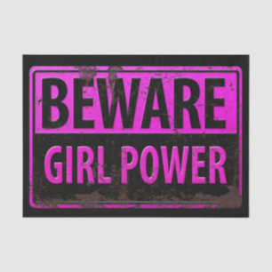 Papel De Seda CUIDADO Poder de Chicas - Señal de Peligro Metal N
