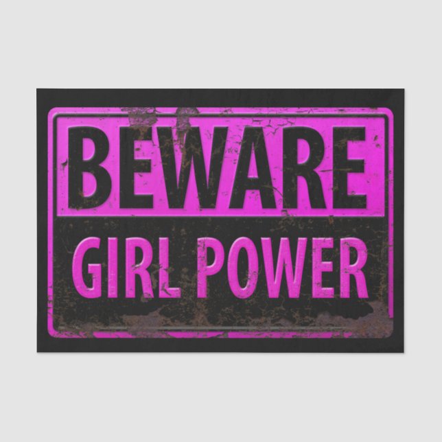 Papel De Seda CUIDADO Poder de Chicas - Señal de Peligro Metal N (Anverso)