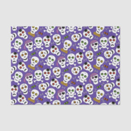 Papel De Seda Cuidados cráneos de Halloween en morado