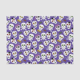 Papel De Seda Cuidados cráneos de Halloween en morado
