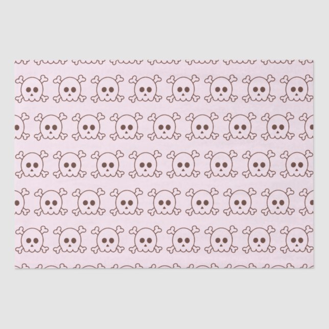 Papel De Seda Cuidados cráneos negros y rosados Halloween rosa (Anverso)