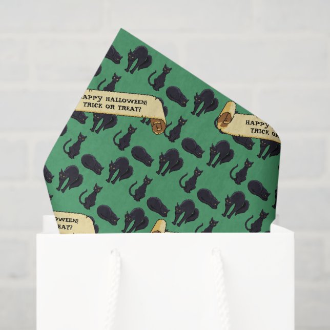 Papel De Seda Cuidados gatos negros Feliz Halloween! ¿Truco O Tr (Bolsa de regalo)