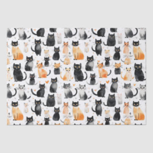 Papel De Seda Cuidados Naranjas de gatos blancos negros