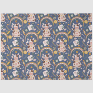 Papel De Seda Cuidados Navidades Vaca de Yoga Patrón Whimsical A