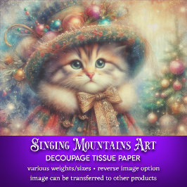 Papel De Seda Cuidados Navidades victorianos gatitos y decorados