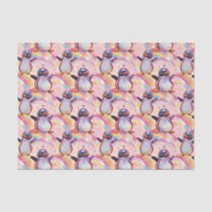 Papel De Seda Cuidados pingüinos arcoiris y patrón de estrellas