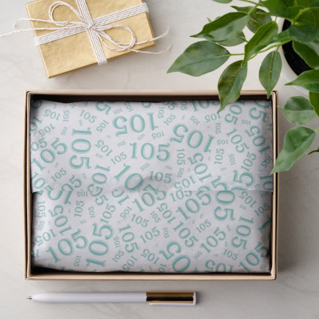 Papel De Seda Cumpleaños 105º Patrón de número aleatorio azul ve (Regalo )