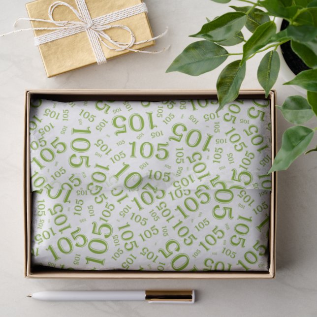 Papel De Seda Cumpleaños 105º Patrón de Número Aleatorio Verde/B (Regalo )