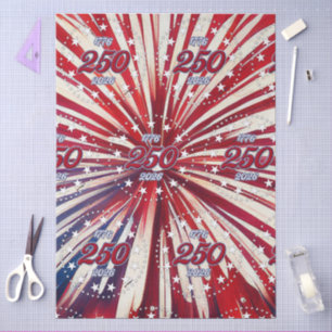 Papel De Seda Cumpleaños 250 de América 1776-2026 Fuegos Artific