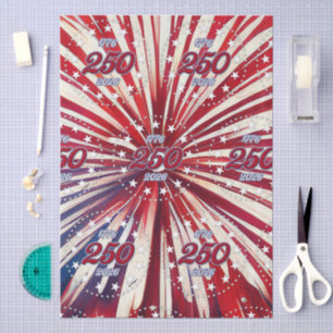 Papel De Seda Cumpleaños 250 de América 1776-2026 Fuegos Artific