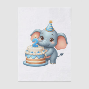 Papel De Seda Cumpleaños 2 de elefante lindo