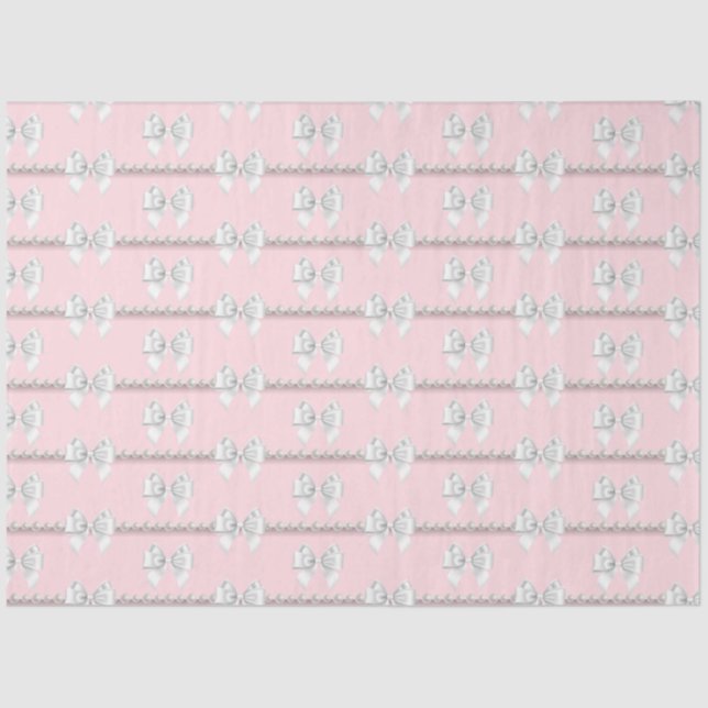 Papel De Seda Cumpleaños 30 Tema Perlas Rosadas Glam Tiffany (Anverso)