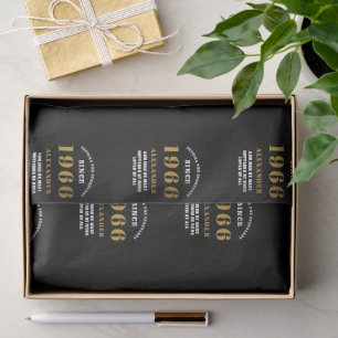 Papel De Seda Cumpleaños 60 1966 Negro Oro Chic Elegante