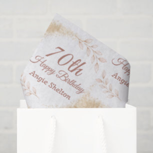 Papel De Seda Cumpleaños 70 Elegante con Brillo Dorado