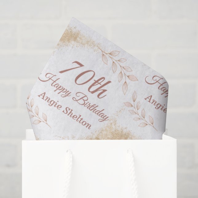Papel De Seda Cumpleaños 70 Elegante con Brillo Dorado (Bolsa de regalo)