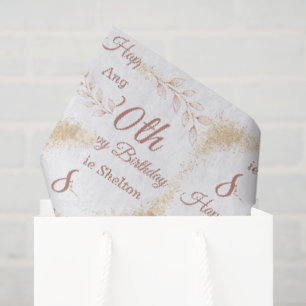 Papel De Seda Cumpleaños 80 Elegante con Brillo Dorado
