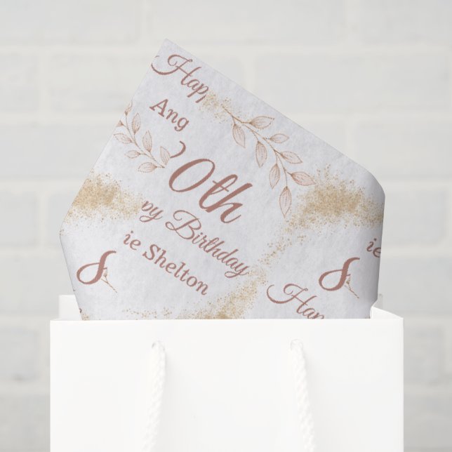 Papel De Seda Cumpleaños 80 Elegante con Brillo Dorado (Bolsa de regalo)