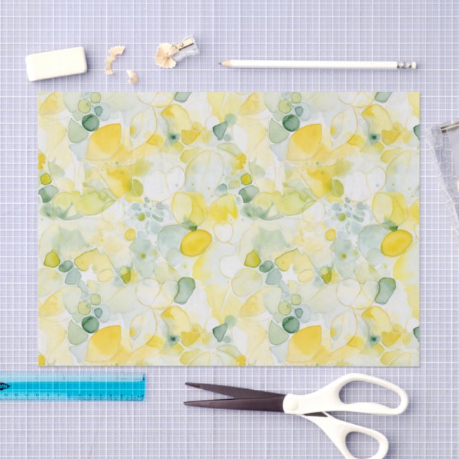 Papel De Seda Cumpleaños abstracto de limones amarillos (Artesanía)
