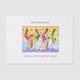 Papel De Seda Cumpleaños, acuarela expresión de felicidad