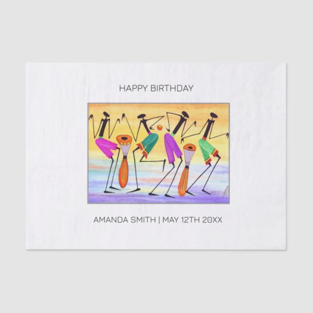 Papel De Seda Cumpleaños, acuarela expresión de felicidad (Anverso)