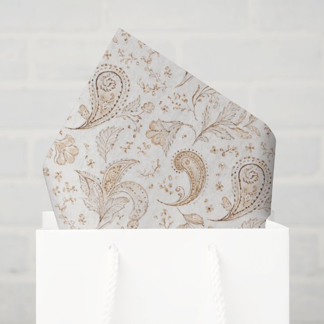 Papel De Seda Cumpleaños bohemio boho marrón crema (Bolsa de regalo)