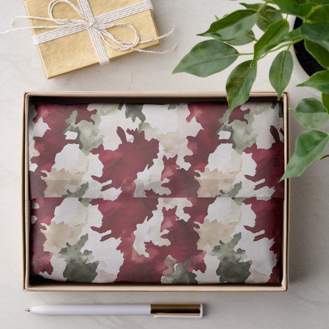 Papel De Seda Cumpleaños Camuflaje Rojo Verde (Regalo )