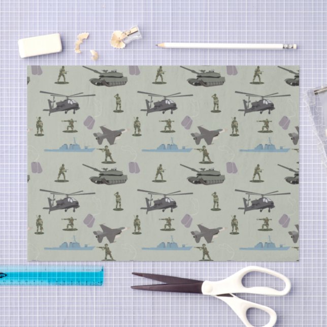 Papel De Seda Cumpleaños Camuflaje Verde Militar del Ejército (Artesanía)