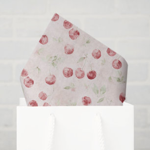 Papel De Seda Cumpleaños Cerezas Rojas Crema