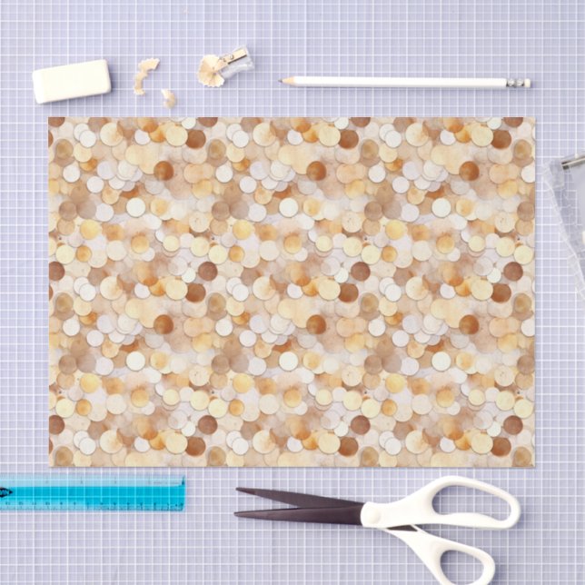 Papel De Seda Cumpleaños Círculos Moneda Marrón Crema Dorada (Artesanía)